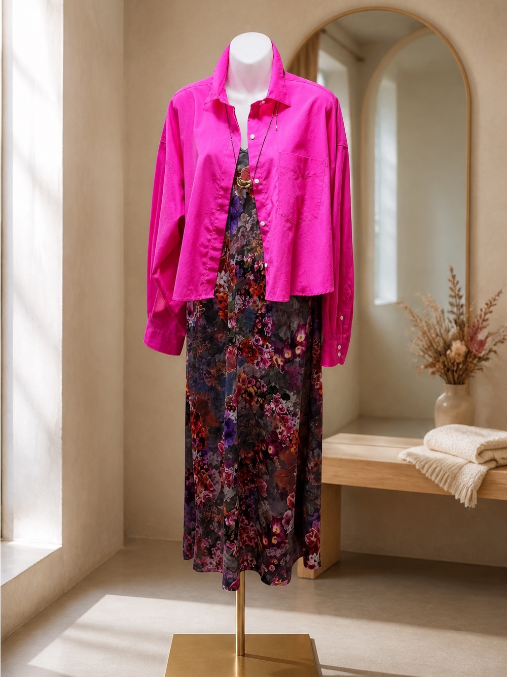 Rag n bone Bright Pink Button-Up Shirt hi-Lo Lightweight blouse